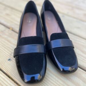 CLARKS ARTISAN Tealia Elva Pumps BLACK PATENT LEATHER HEELS Size 9